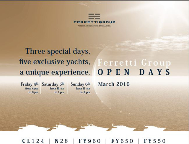 Ferretti Yachts and Custom Line in Hong Kong for “Ferretti Group Open Days”