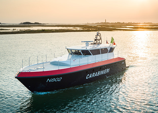 Ferretti Security Division at Seafuture 2021 in La Spezia presents the patrol boat FSD N800 realized to answer to the needs of performance and environmental sustainability.