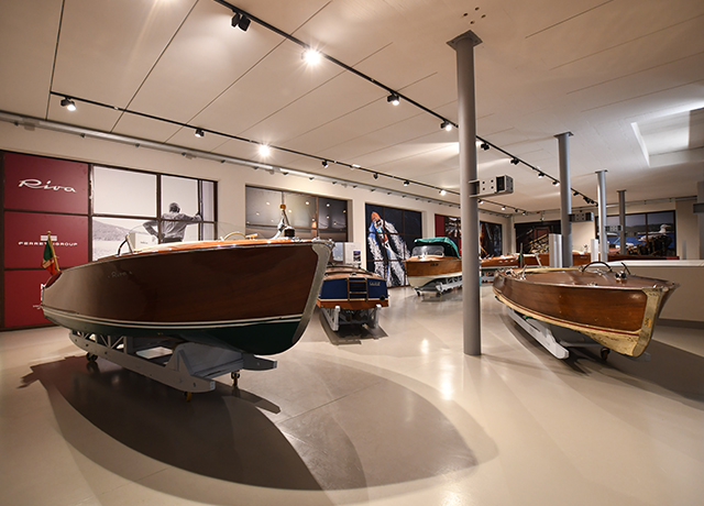 Riva in a permanent exhibition at the Lake Como International Museum of Vintage Boats. 