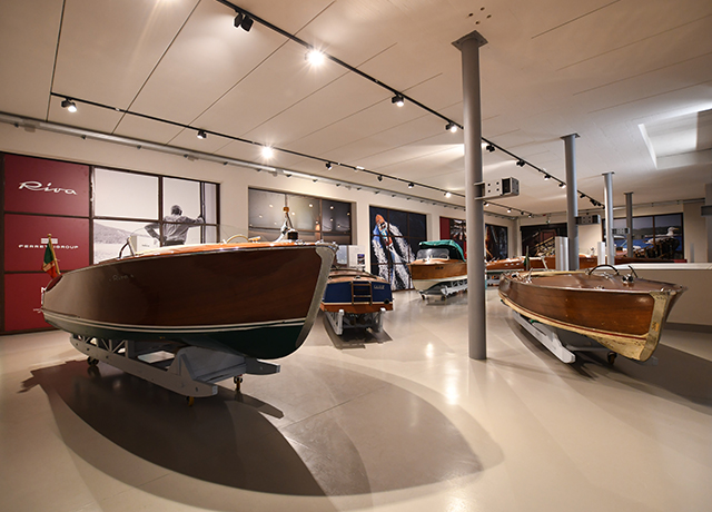 Riva in a permanent exhibition at the Lake Como International Museum of Vintage Boats.